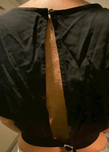 Siyah Düz Kesim kısa bluz - Görsel 3