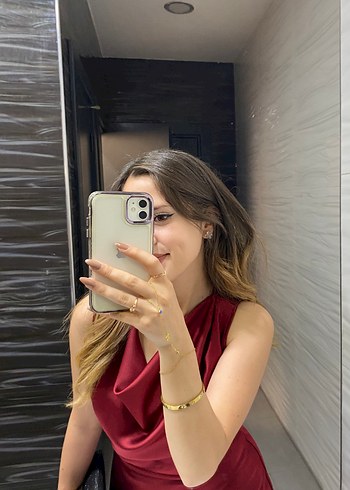 Zara Bordo Drapeli Kolsuz Elbise