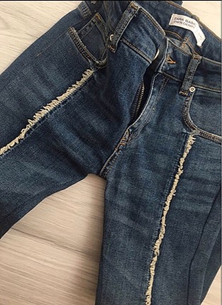 Zara onu serit desenli orta bel skinny jean