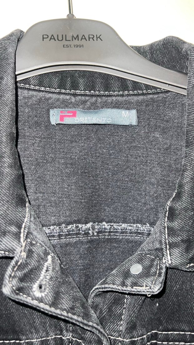 Düğmeli Uzun Siyah Kot Ceket - Görsel 2