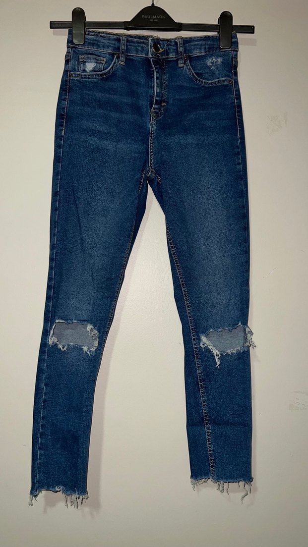 Lacivert Düğmeli Kadın Dar Kesim Denim Pantolon - Görsel 2