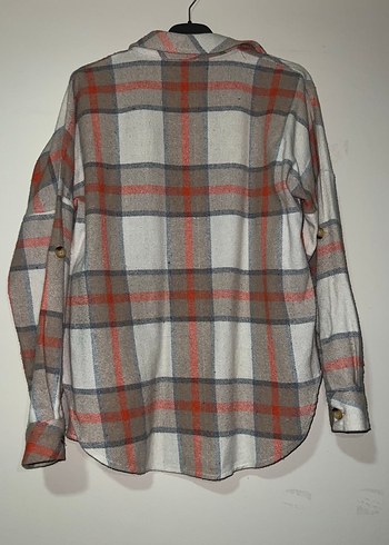 Gri Ekose Düğmeli Uzun Kollu Kadın Gömlek - Görsel 3