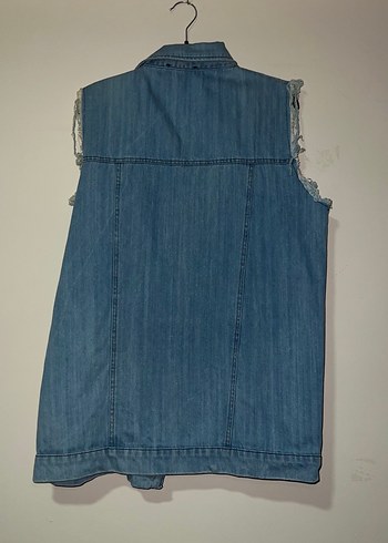 Diğer Düğmeli Kolsuz Mavi Denim Ceket