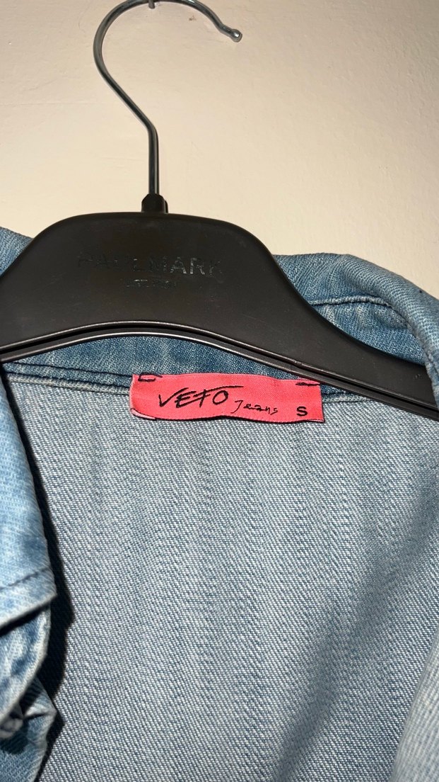 Düğmeli Kolsuz Mavi Denim Ceket - Görsel 2