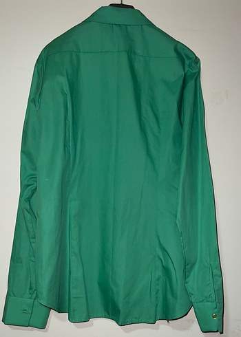 Düğmeli Yeşil Saten Kadın Gömlek - Görsel 3