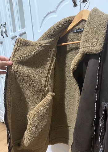 Zara Zara Kahverengi Kürklü Deri Kadın Ceket