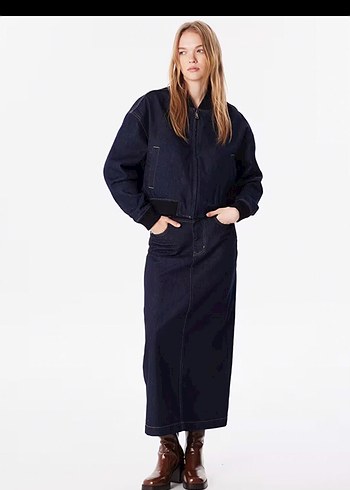 Twist Kadın Lacivert Uzun Denim Etek Ceket takım