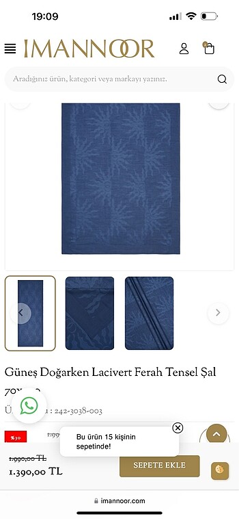 İmannoor lacivert fedah tensel şal