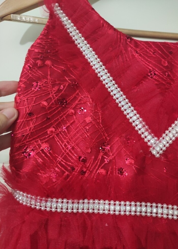 Kız çocuk kırmızı abiye  - Görsel 4