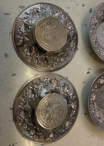 Vintage gümüş 6 çay  tabağı - Görsel 4