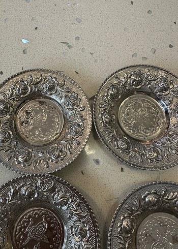 Vintage gümüş 6 çay  tabağı - Görsel 3