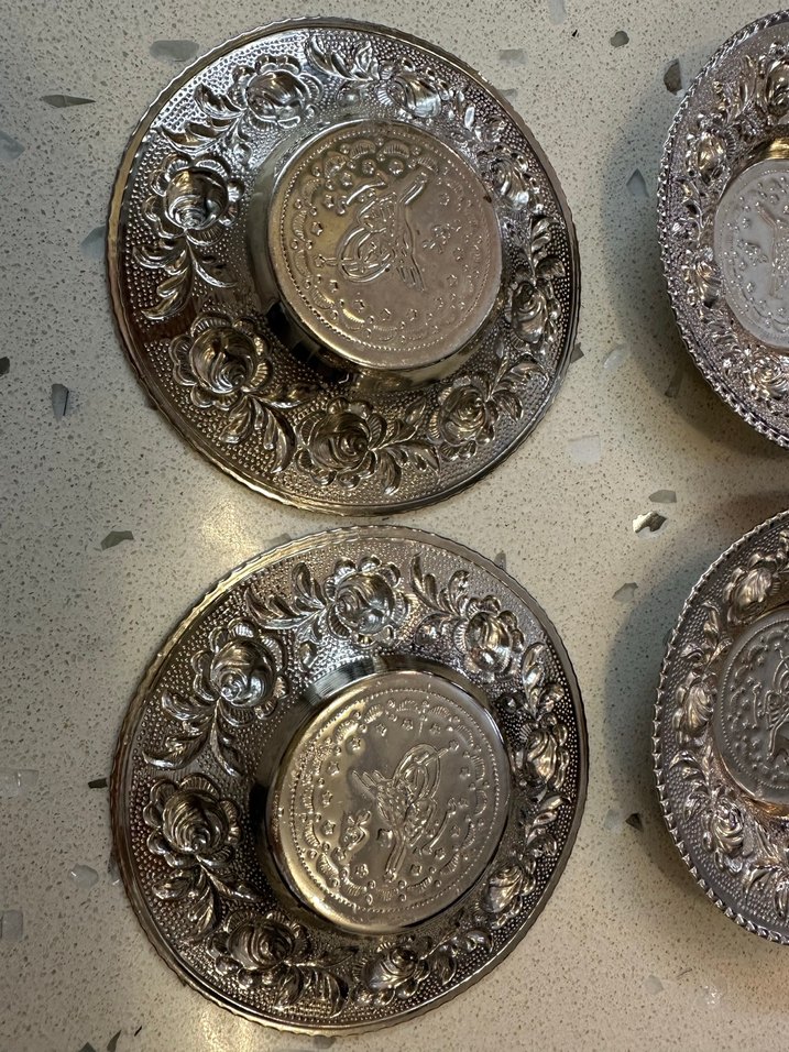 Vintage gümüş 6 çay  tabağı - Görsel 4