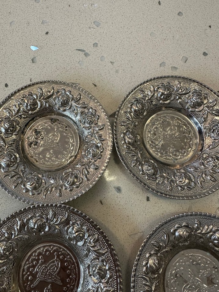Vintage gümüş 6 çay  tabağı - Görsel 3