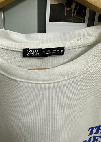 Zara Beyaz Baskılı Oversize Pamuk Tişört - Görsel 2