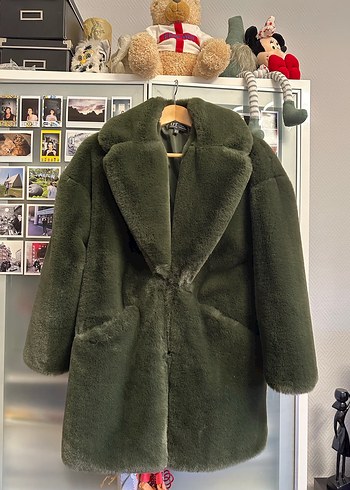 Kadın Haki Uzun Peluş Zara Kaban - Görsel 4