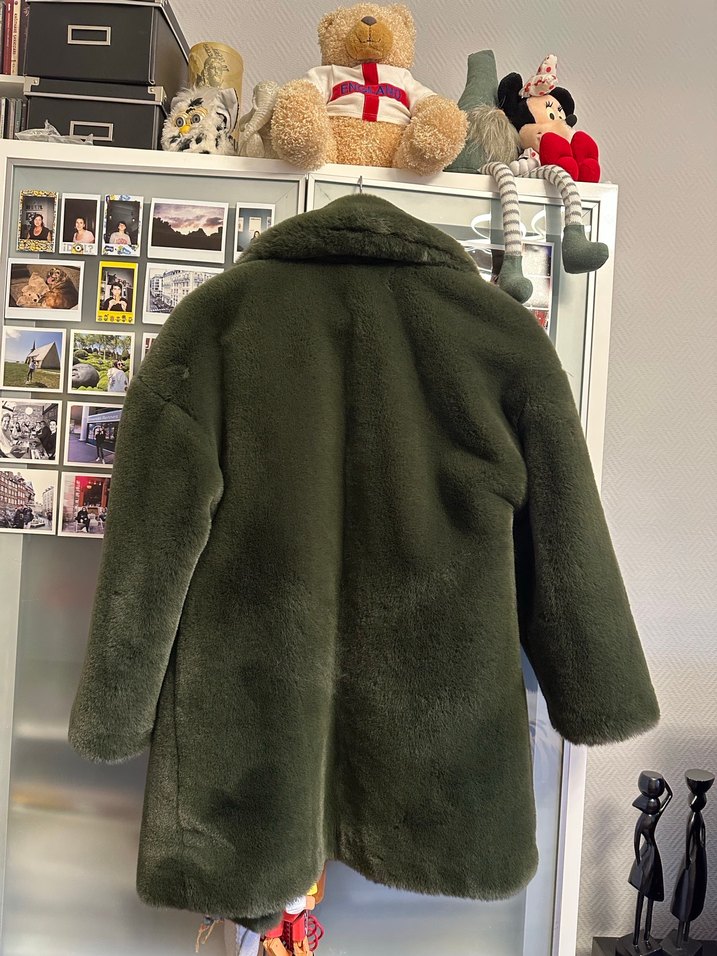 Kadın Haki Uzun Peluş Zara Kaban - Görsel 3