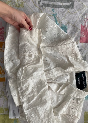 Beyaz Nakışlı Keten Bohem Gömlek sagaza - Görsel 2