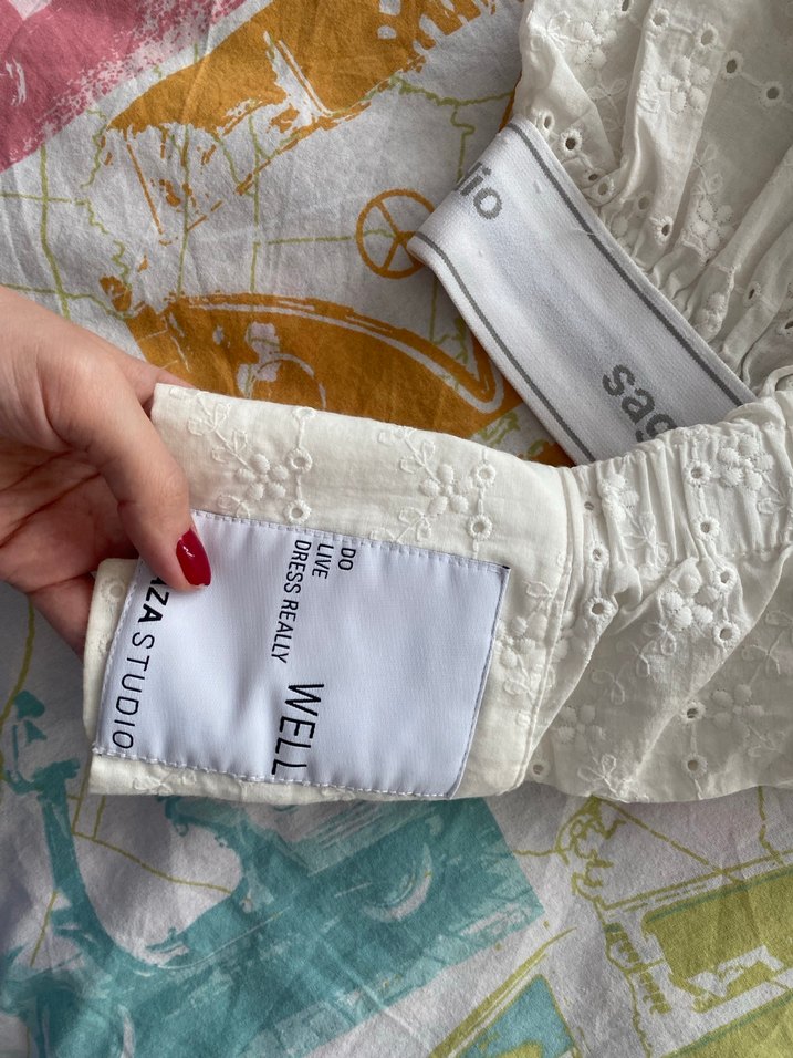 Beyaz Nakışlı Keten Bohem Gömlek sagaza - Görsel 5