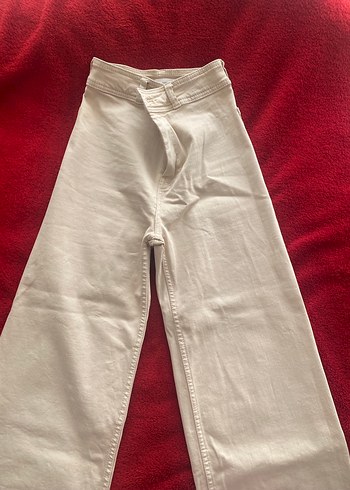 Mango Kadın Beyaz Keten Midi Pantolon - Görsel 2