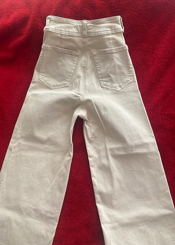 Mango Kadın Beyaz Keten Midi Pantolon - Görsel 3