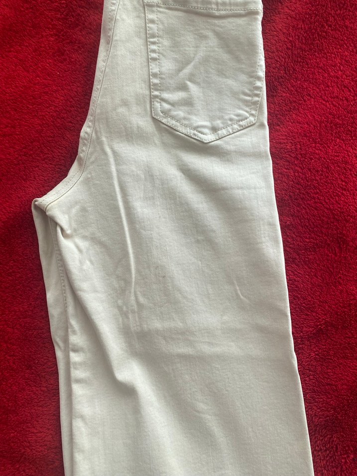 Mango Kadın Beyaz Keten Midi Pantolon - Görsel 5