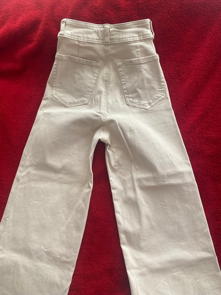 Mango Kadın Beyaz Keten Midi Pantolon - Görsel 3