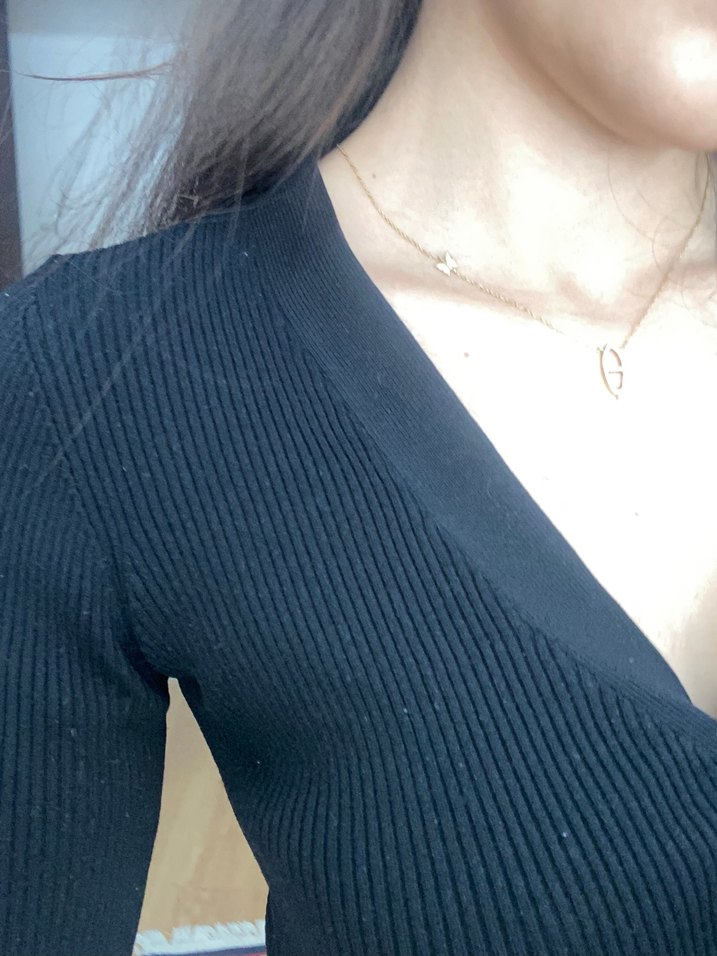 Düğmeli Siyah V Yaka Kadın Hırka Stradivarius - Görsel 4