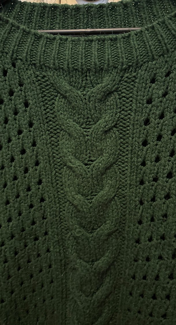 Zümrüt Yeşili Örgü Detaylı Triko Kazak - Görsel 2