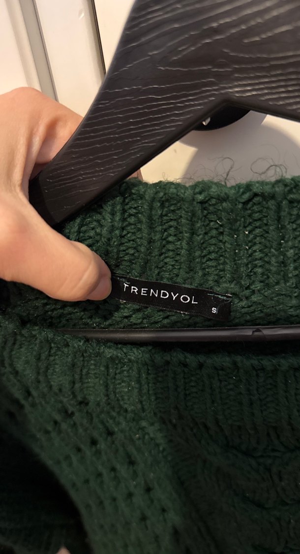 Zümrüt Yeşili Örgü Detaylı Triko Kazak - Görsel 3