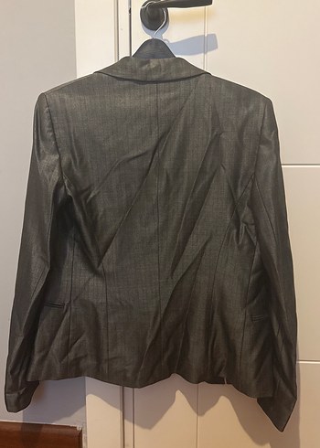 Gri Parlak Kumaş Network Blazer Ceket - Görsel 4