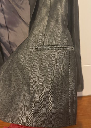 Gri Parlak Kumaş Network Blazer Ceket - Görsel 2