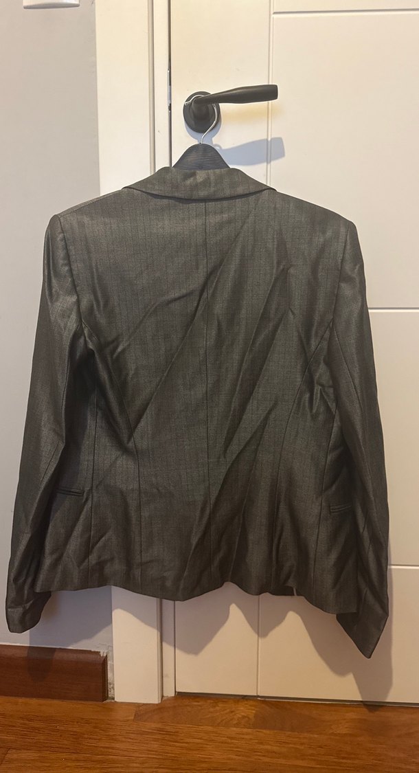 Gri Parlak Kumaş Network Blazer Ceket - Görsel 4