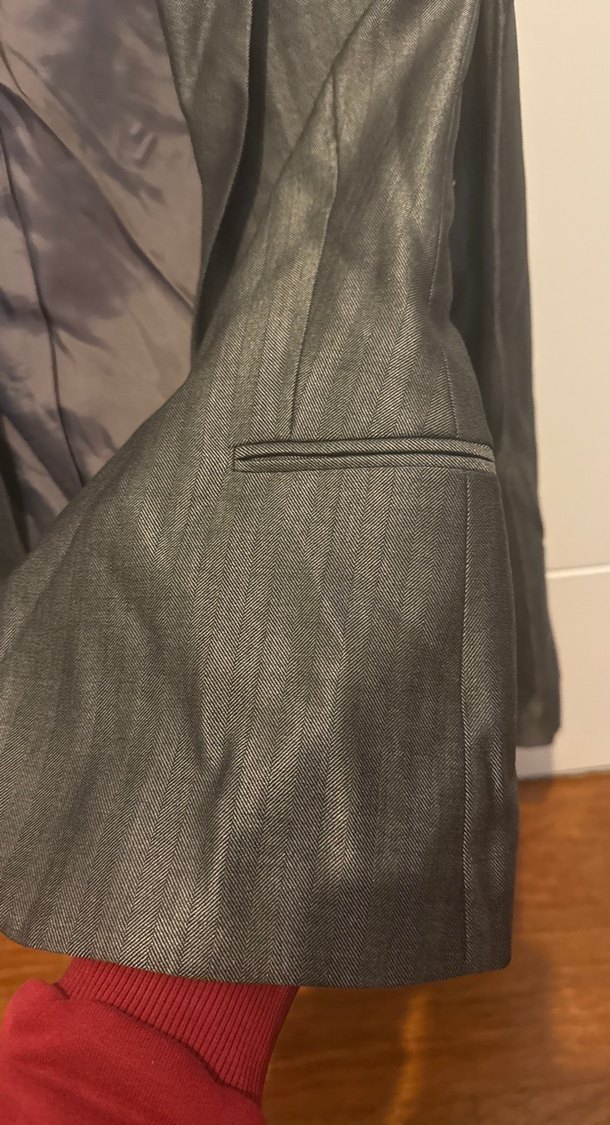 Gri Parlak Kumaş Network Blazer Ceket - Görsel 2