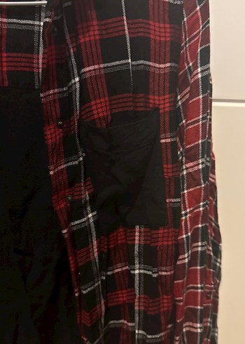 Kırmızı Ekose Desenli Uzun Kollu Kadın Gömlek - Görsel 2