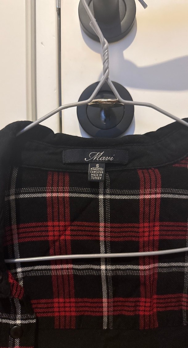 Kırmızı Ekose Desenli Uzun Kollu Kadın Gömlek - Görsel 3