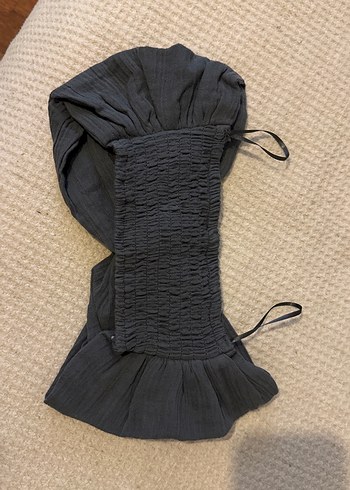 Vatkalı Arkası Büzgülü Antrasit Büstiyer - Görsel 3