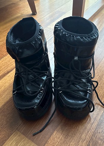 Siyah Bağcıklı Fabrika MoonBoot 39 No - Görsel 4