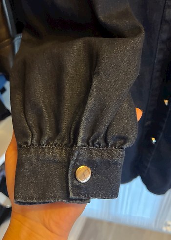 Düğmeli Lacivert Uzun Kollu Kadın Kot elbise S-M - Görsel 4