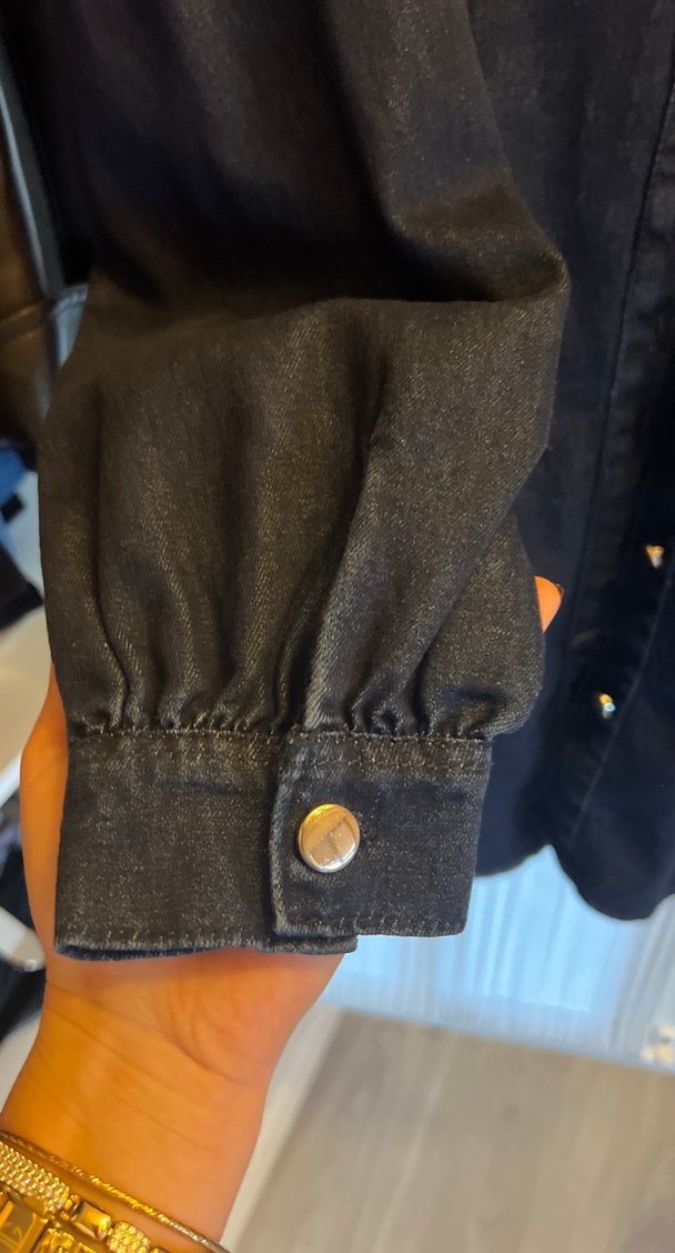 Düğmeli Lacivert Uzun Kollu Kadın Kot elbise S-M - Görsel 4