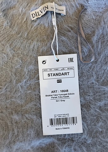 Gri Kadın Yün Kazak, Kürklü Detaylı, Rahat Kesim - Görsel 2