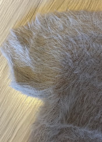 Gri Kadın Yün Kazak, Kürklü Detaylı, Rahat Kesim - Görsel 3