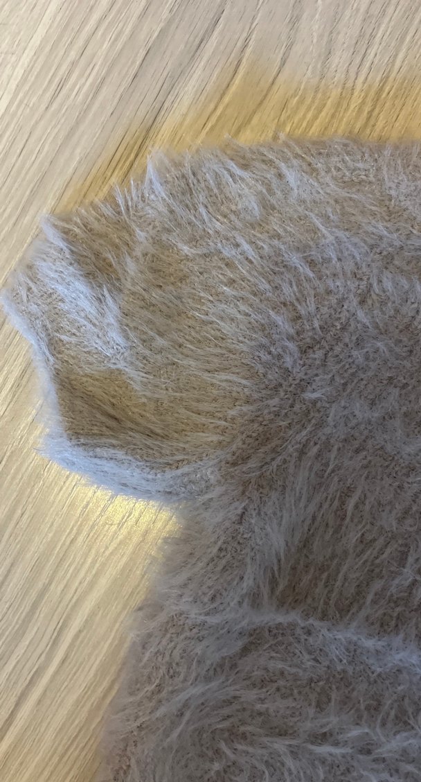 Gri Kadın Yün Kazak, Kürklü Detaylı, Rahat Kesim - Görsel 3