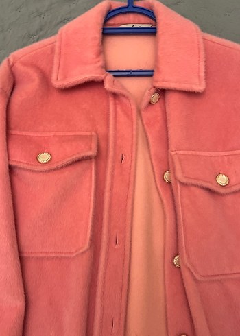 Düğmeli pembe Kadın Ceket - Görsel 4