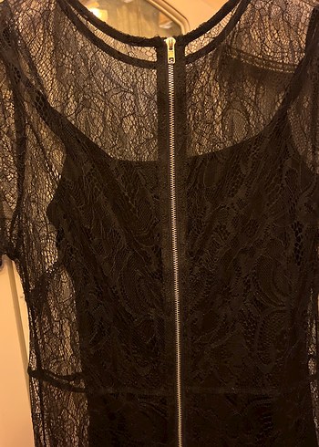 Dantelli Siyah Gotik Midi Elbise - Görsel 6