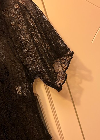 Dantelli Siyah Gotik Midi Elbise - Görsel 4