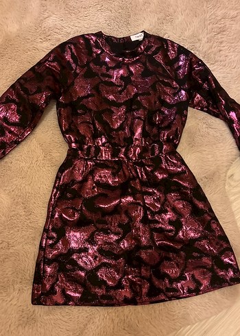 V Yaka Gri Midi Elbise, Pilili, Kolsuz - Görsel 6