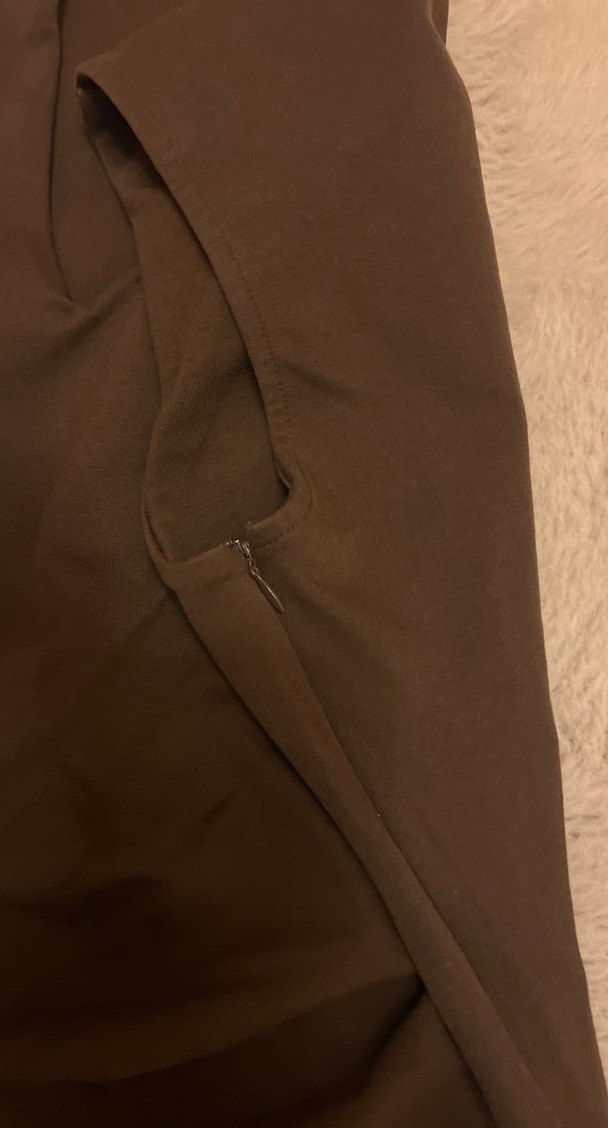 Kahverengi V Yakalı Kolsuz Kalem Elbise - Görsel 4