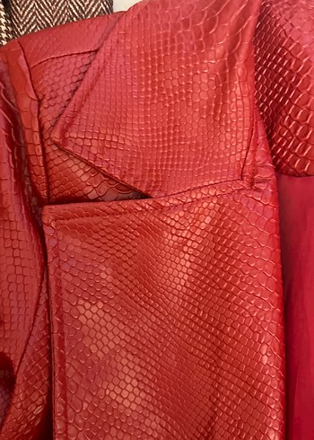 Kırmızı çeket kendinden desenli - Görsel 6