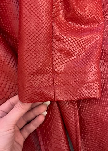 Kırmızı çeket kendinden desenli - Görsel 5