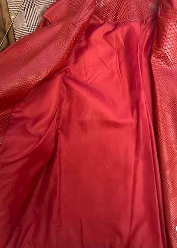 Kırmızı çeket kendinden desenli - Görsel 7